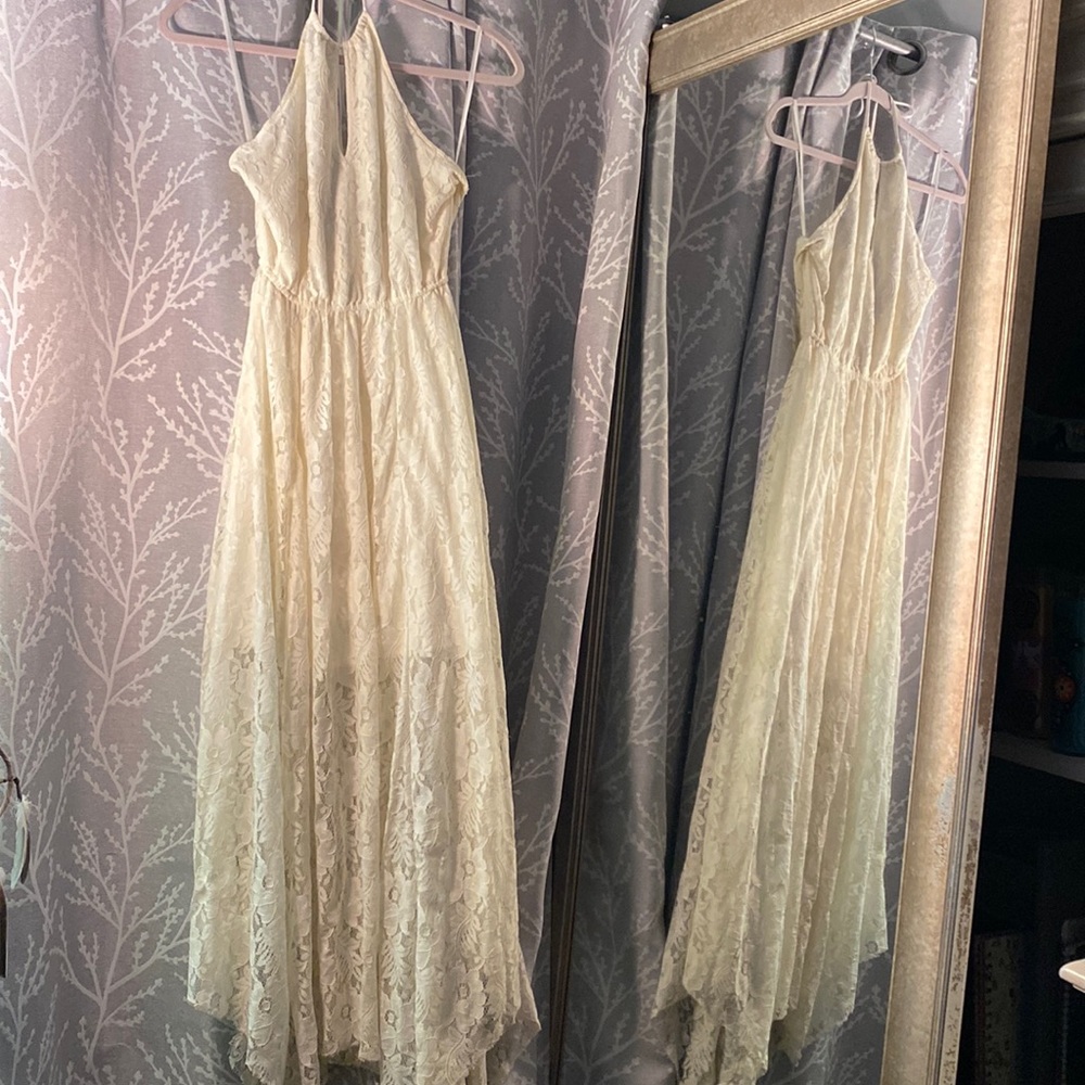 Abercrombie and fitch white lace halter top dress